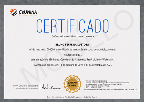 Frente do certificado
