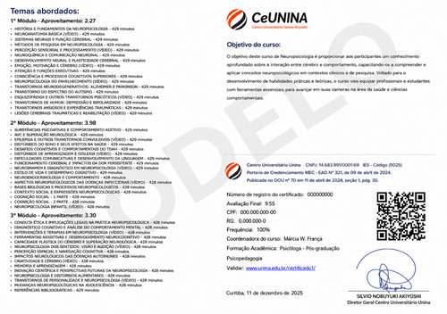 Verso do certificado